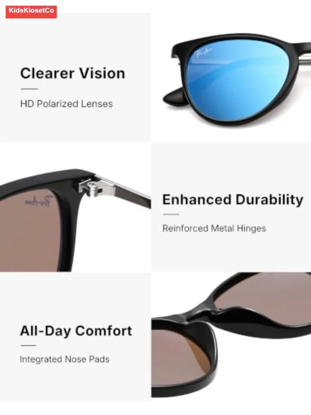 Polarized Kids Sunglasses UV400 Protection for Boys Girls Age 4-12